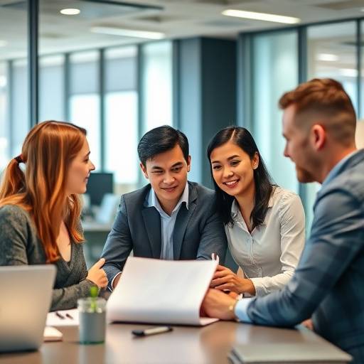 Een team van professionals die samenwerken in een moderne kantoorruimte
