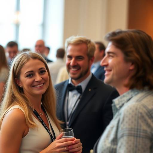 Levendige foto van een bedrijfsevenement met lachende gasten